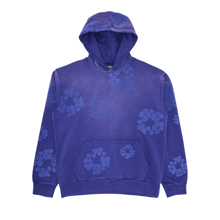 Джинсовые Слезы Моно Хлопок Венок Толстовка С Капюшоном 'Промывают Синий'