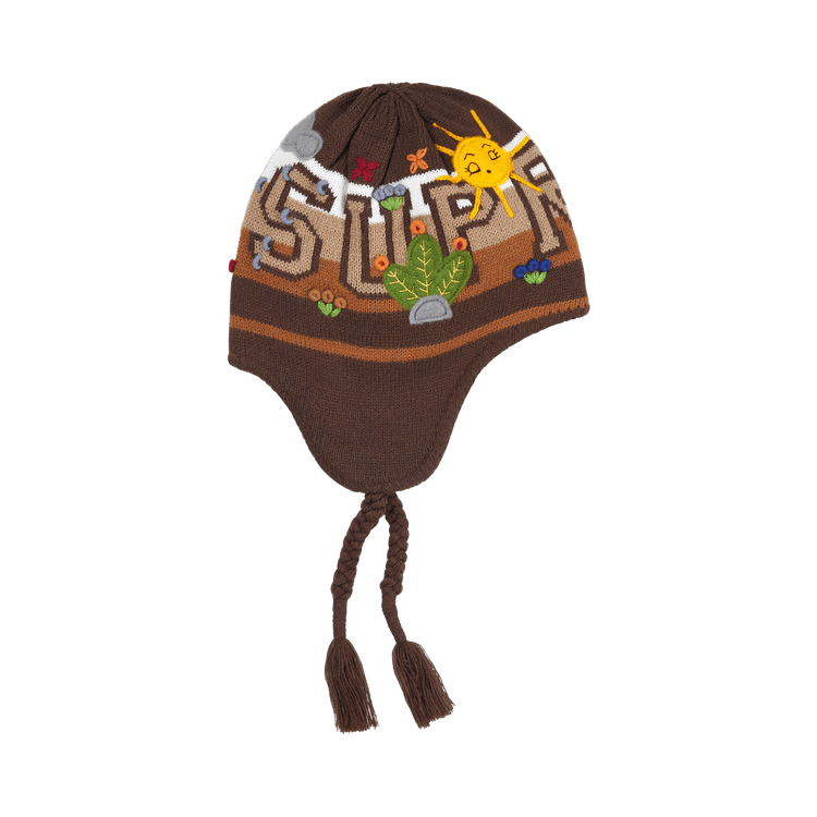 帽子 Supreme Felt Applique EarflapBeanieBrown Buy Supreme Felt Appliqué Earflap Beanie 'Brown' - FW25BN36 BROWN