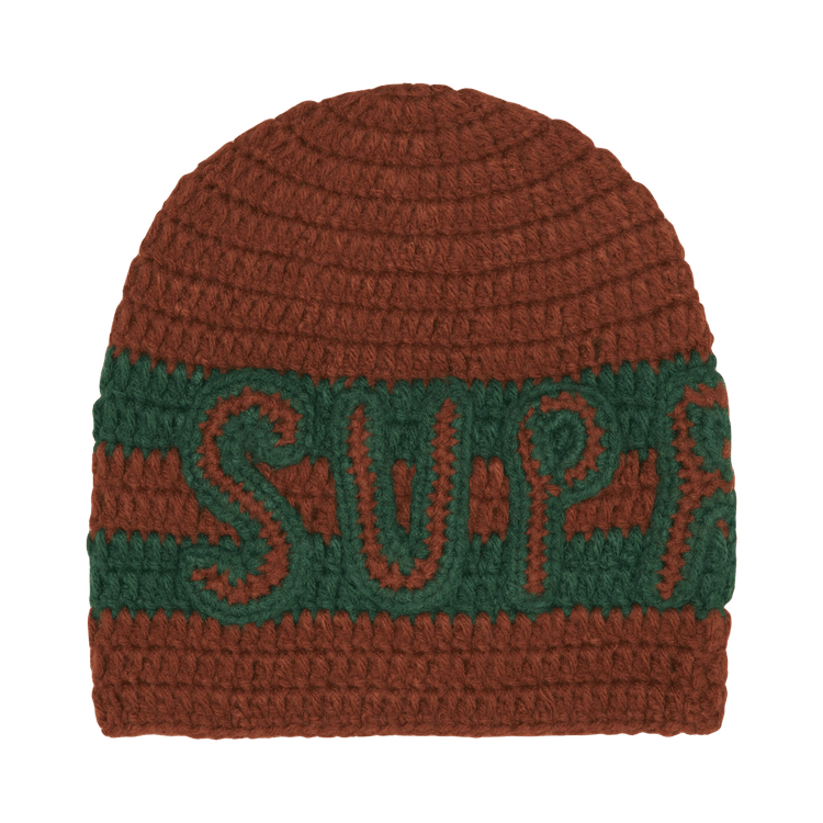 Buy Supreme Crochet Logo Beanie 'Brown' - FW25BN46 BROWN | GOAT