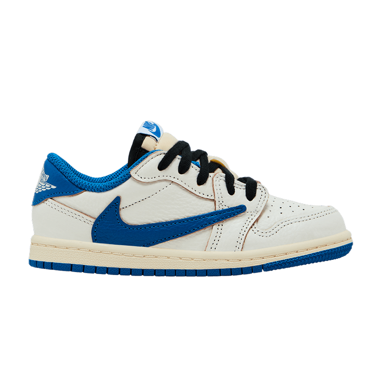 Дизайн фрагмента x Трэвис Скотт x Air Jordan 1 Retro Low OG SP TD 'Sail Military Blue'