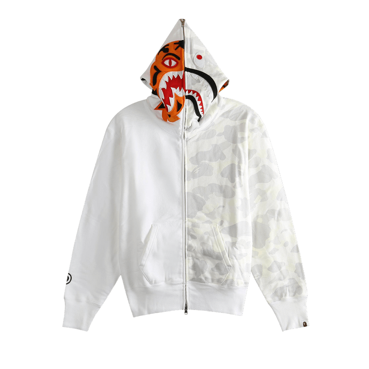 Buy BAPE City Camo Tiger Shark Full Zip Hoodie 'White' - 1L80 215