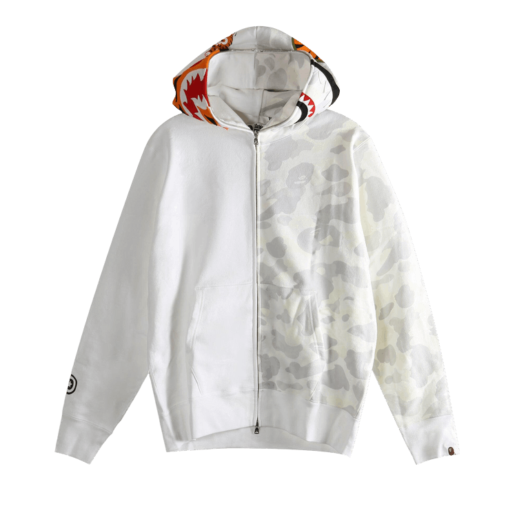 Толстовка с капюшоном на молнии BAPE City Camo Tiger Shark 'Белая'