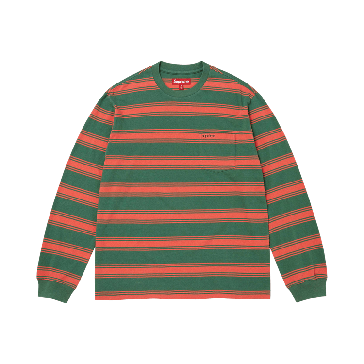 supreme  徳利 Buy Supreme Stripe Pocket Long-Sleeve Top 'Green' - FW25KN54 GREEN