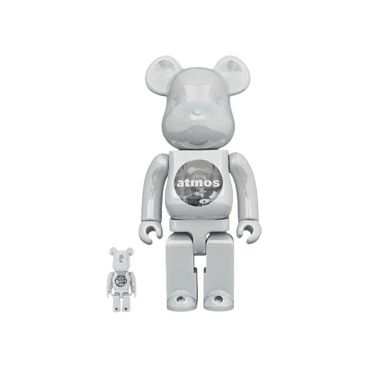 Buy BE@RBRICK x atmos 100% & 400% Set 'White Chrome' - 12883