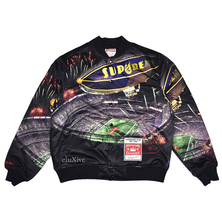Атласная университетская куртка Supreme Mitchell & Ness Stadium из атласа 