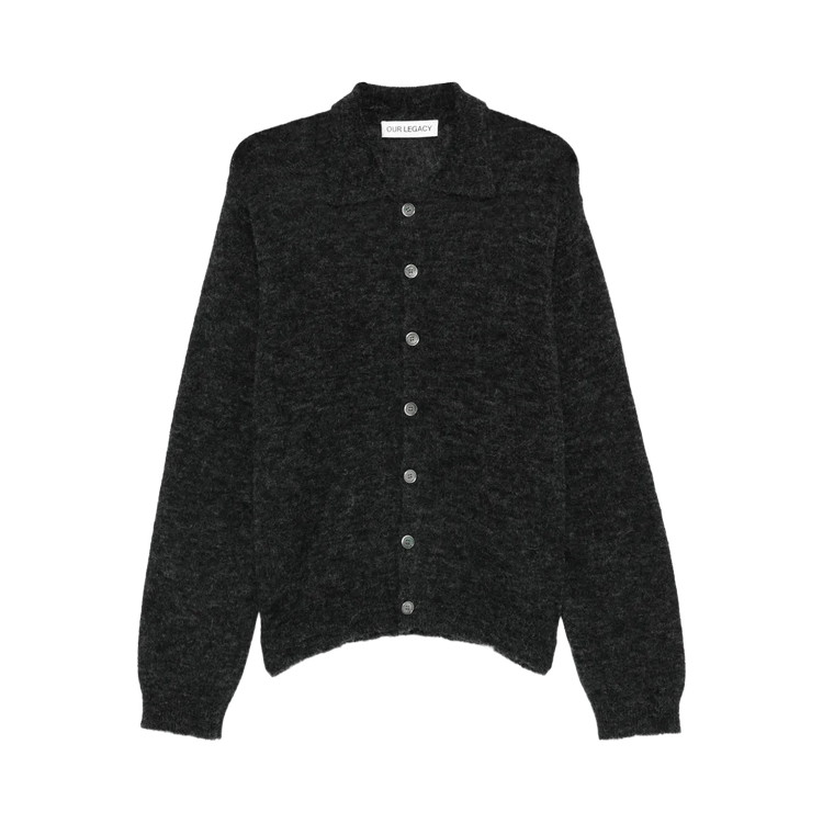 Buy Our Legacy Evening Polo Shirt 'Charcoal Melange Fuzzy Alpaca