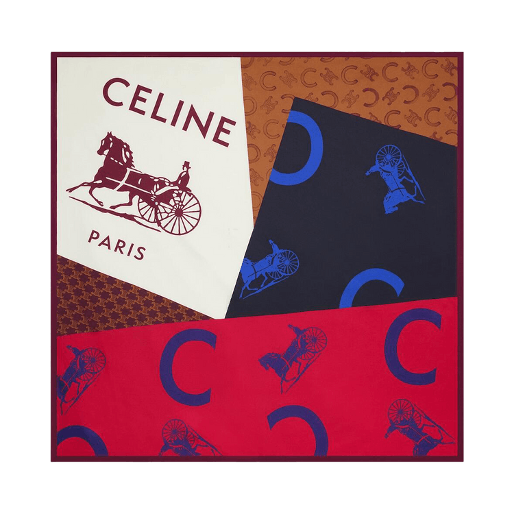Buy CELINE Square In Silk Twill 'Tan/Red/Blue' - 2AW902Q32 GGN8 | GOAT