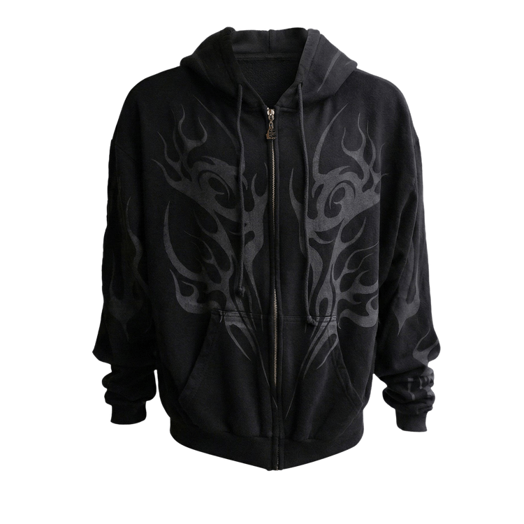 Buy Hellstar Tribal Flame Zip Up 'Black' - HSS126ZP BLAC | GOAT