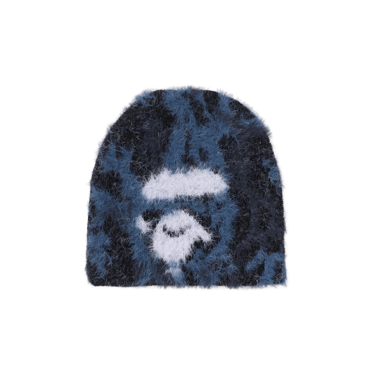 Buy BAPE Wild Leopard Pattern Ape Face Knit Cap 'Navy' - 1L80 181
