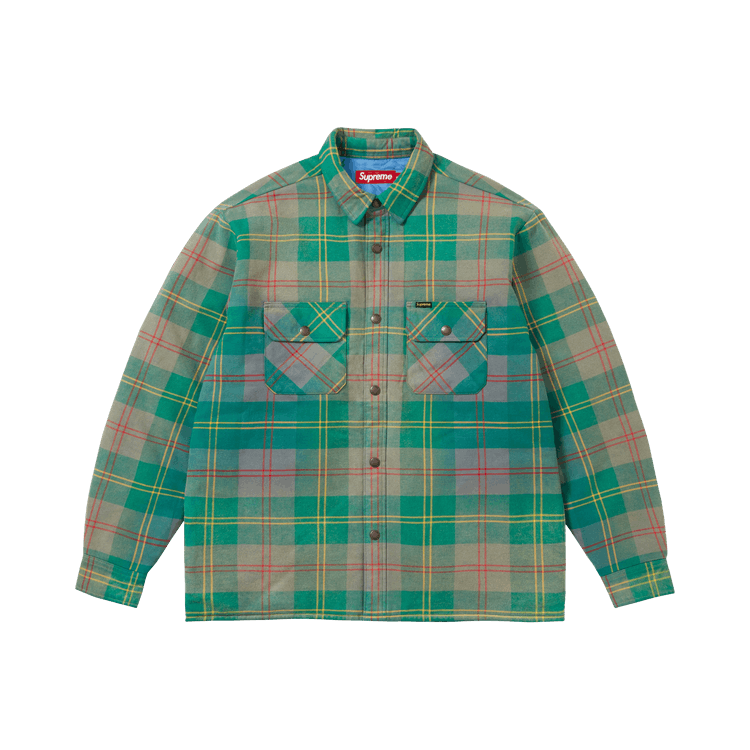 Buy Supreme Quilted Lined Flannel Snap Shirt 'Green' - SS26S7