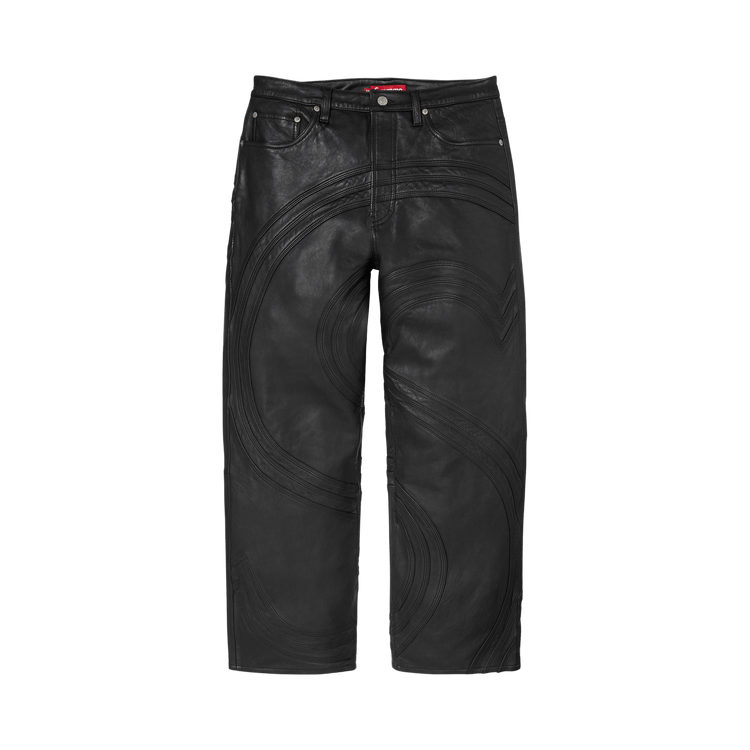 Buy Supreme S Logo Leather Baggy 5-Pocket Jean 'Black' - SS26P71