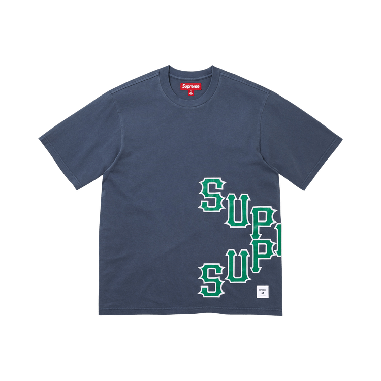 Buy Supreme Cracked Spellout Short-Sleeve Top 'Washed Navy