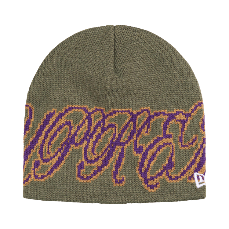 Buy Supreme New Era Cursive Beanie 'Olive' - SS26BN26 OLIVE | GOAT