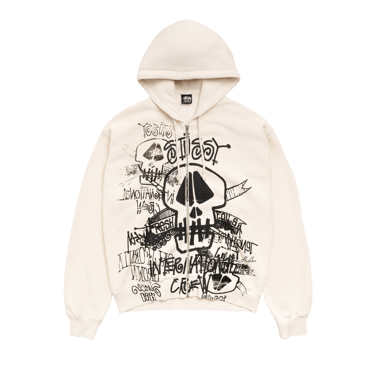 Buy Stussy Skulls Zip Hoodie Pigment Dyed 'Bone' - 1975177 BONE | GOAT