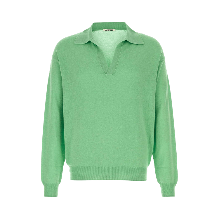 Buy Auralee Super Fine Cashmere Silk Knit Skipper Polo 'Mint Green