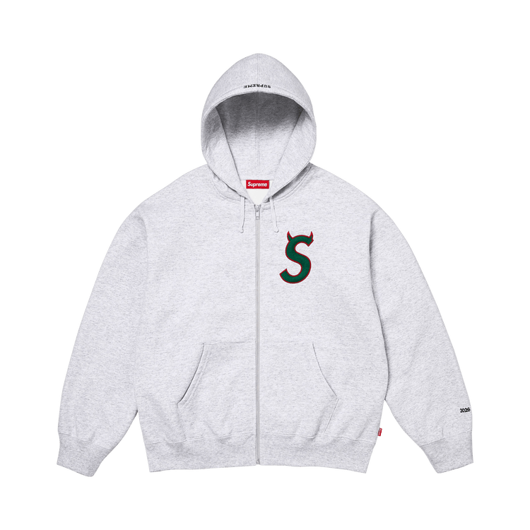 Buy Supreme Devil S Logo Zip Up Hooded Sweatshirt 'Ash Grey