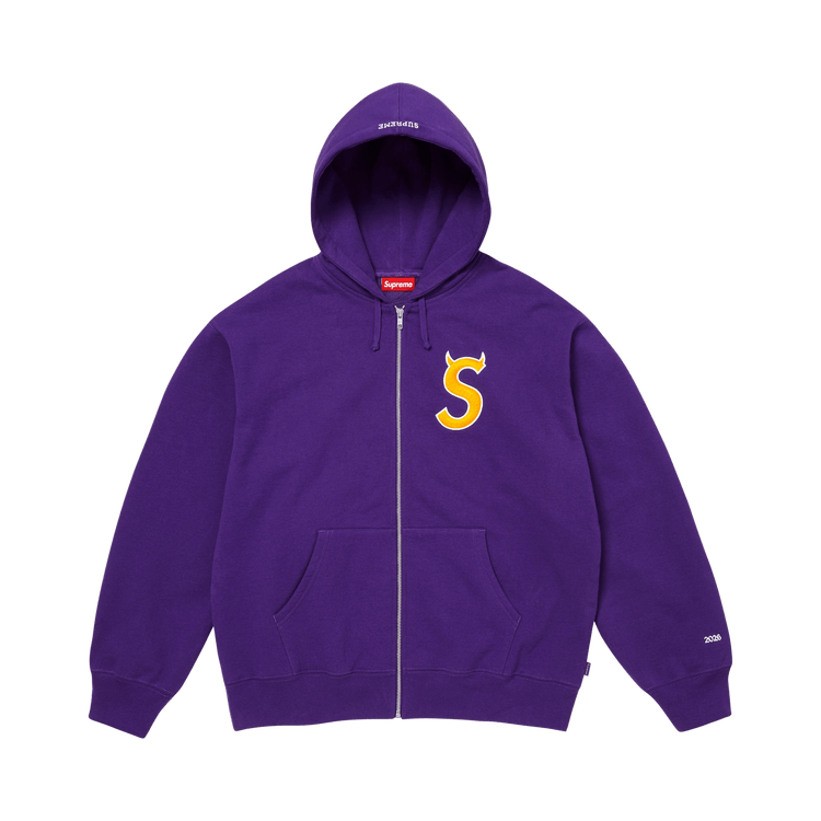 Buy Supreme Devil S Logo Zip Up Hooded Sweatshirt 'Purple