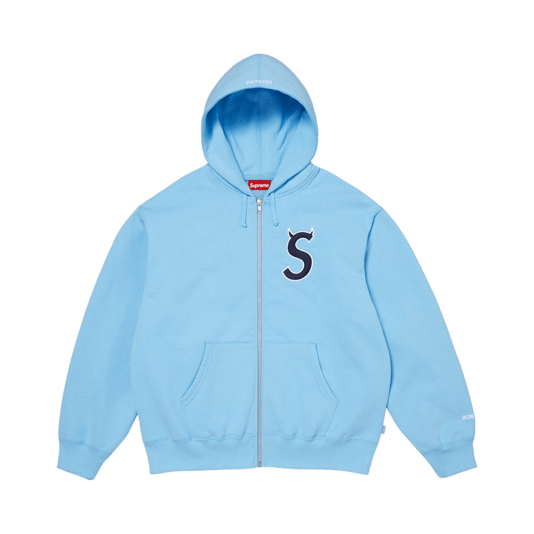 Buy Supreme Devil S Logo Zip Up Hooded Sweatshirt 'Light Blue