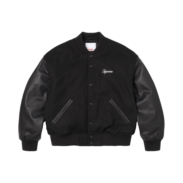 Buy Supreme Cross Varsity Jacket 'Black' - SS26J20 BLACK | GOAT