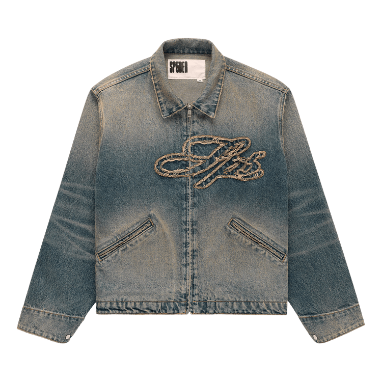Buy Sp5der Script Denim Work Jacket 'Light Wash Denim