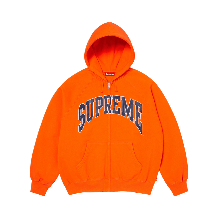 Buy Supreme Cracked Raglan Zip Up Hooded Sweatshirt 'Dark Orange