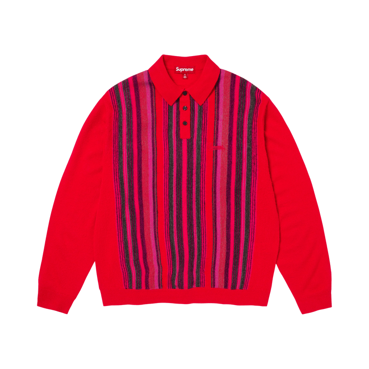 Buy Supreme Multi Stripe Polo Sweater 'Red' - SS26SK54 RED | GOAT