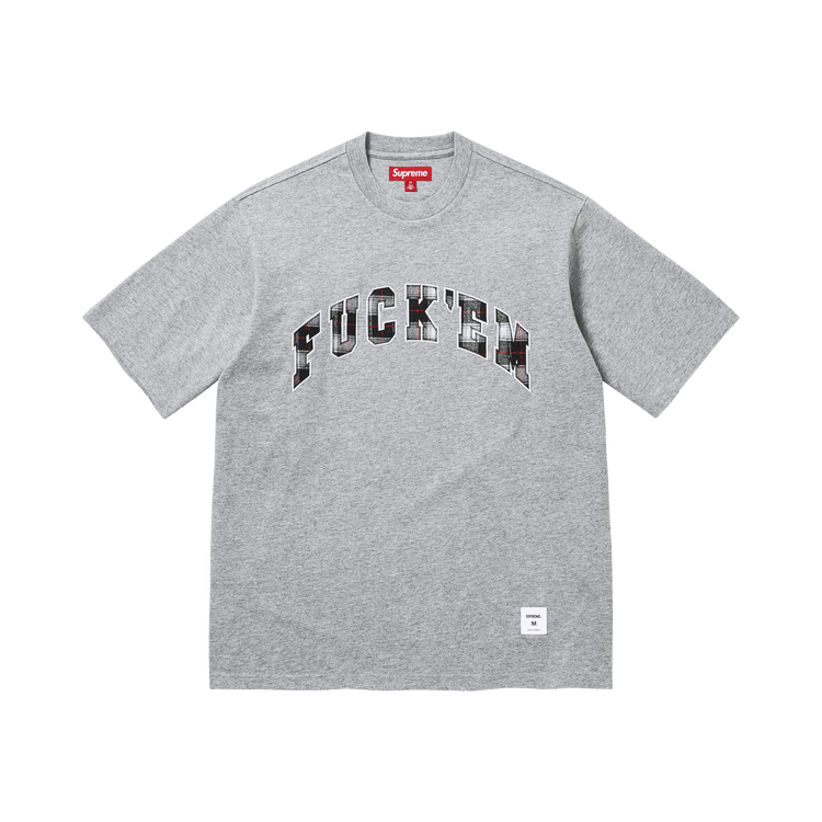 Buy Supreme Fuck Em Plaid Short-Sleeve Top 'Heather Grey
