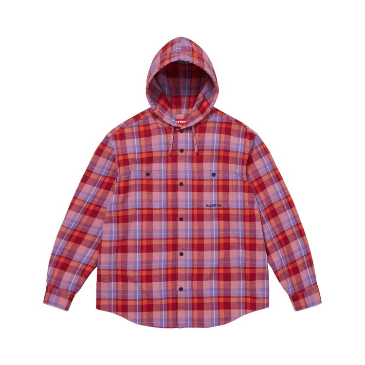 Buy Supreme Hooded Flannel Shirt 'Pink' - SS26S39 PINK | GOAT