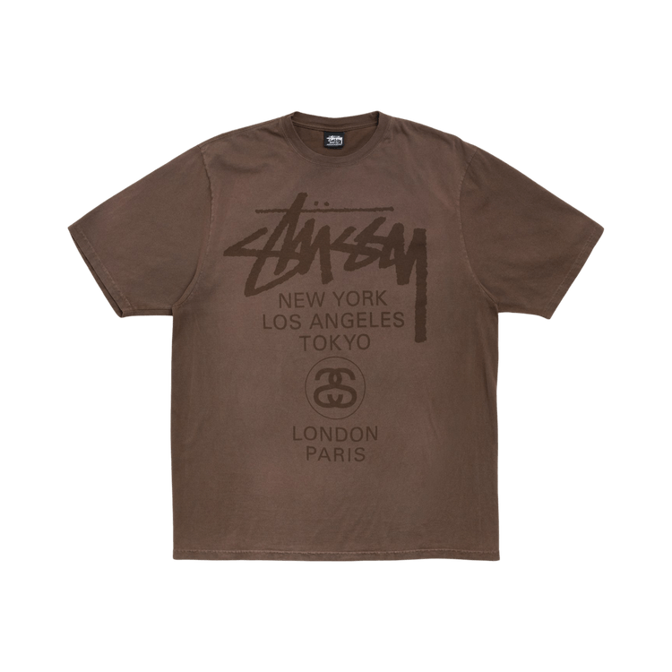 Buy Stussy World Tour Tee 'Sun Faded Brown' - 3903962SF SUNF | GOAT