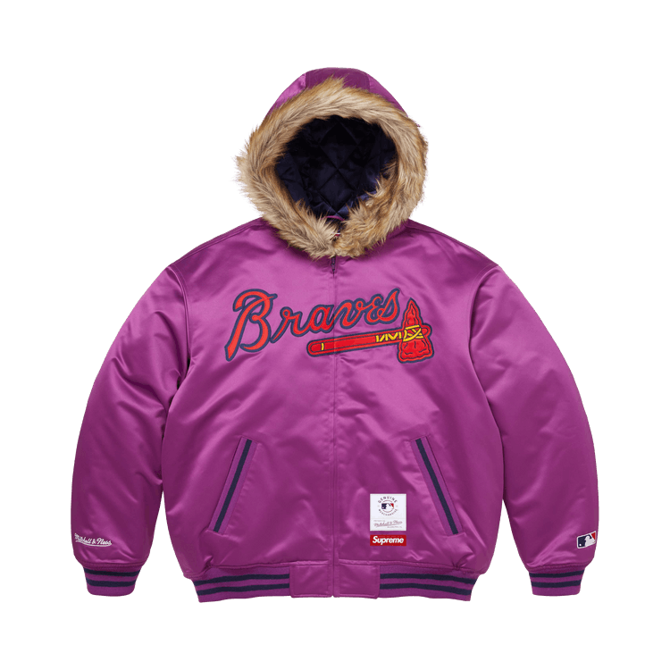 Buy Supreme x Mitchell & Ness Teams Hooded Satin Varsity Jacket