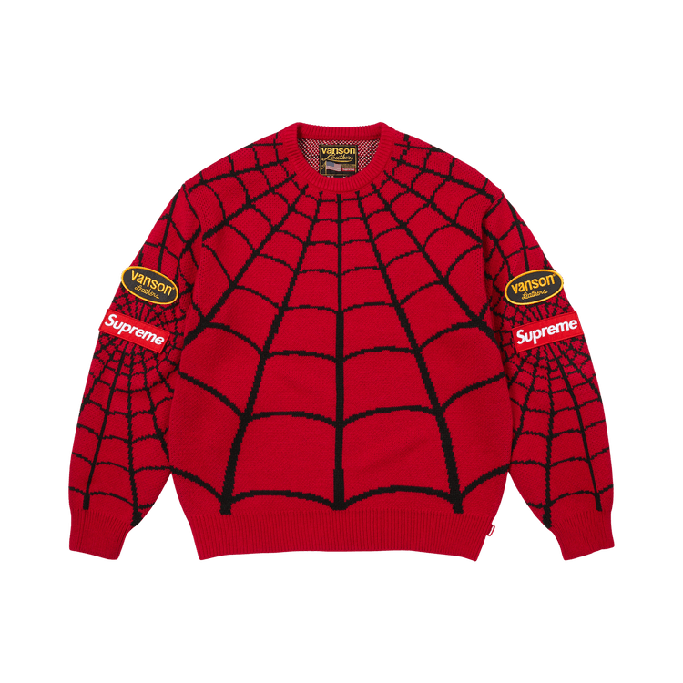 Buy Supreme x Vanson Leathers Spider-Man Sweater 'Red' - SS26SK41