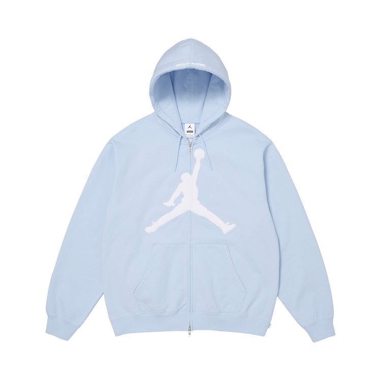 Buy Supreme x Jordan Zip Up Hooded Sweatshirt 'Light Blue