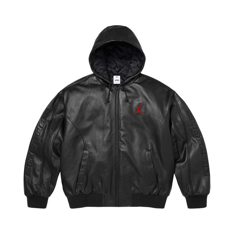 Buy Supreme x Jordan Hooded Leather Jacket 'Black' - SS26J10 BLACK