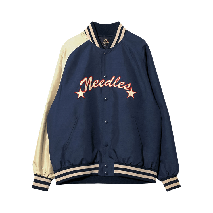 ナイロンジャケット ~80's nylon stadium jacket chain stitch Buy Needles Stadium Jacket 'Navy' - SX215 A NAVY | GOAT
