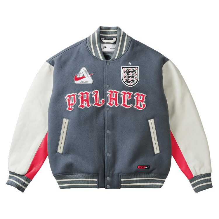 Buy Palace x Nike England Varsity Jacket 'Cool Grey/White/Bright
