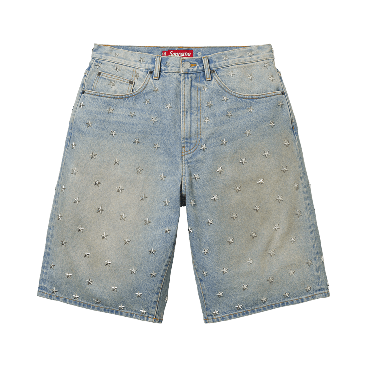 Buy Supreme Stars Studded Baggy Denim Short 'Washed Indigo