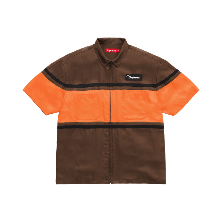 Buy Supreme Silk Zip Up Short-Sleeve Shirt 'Brown' - SS26S42 BROWN