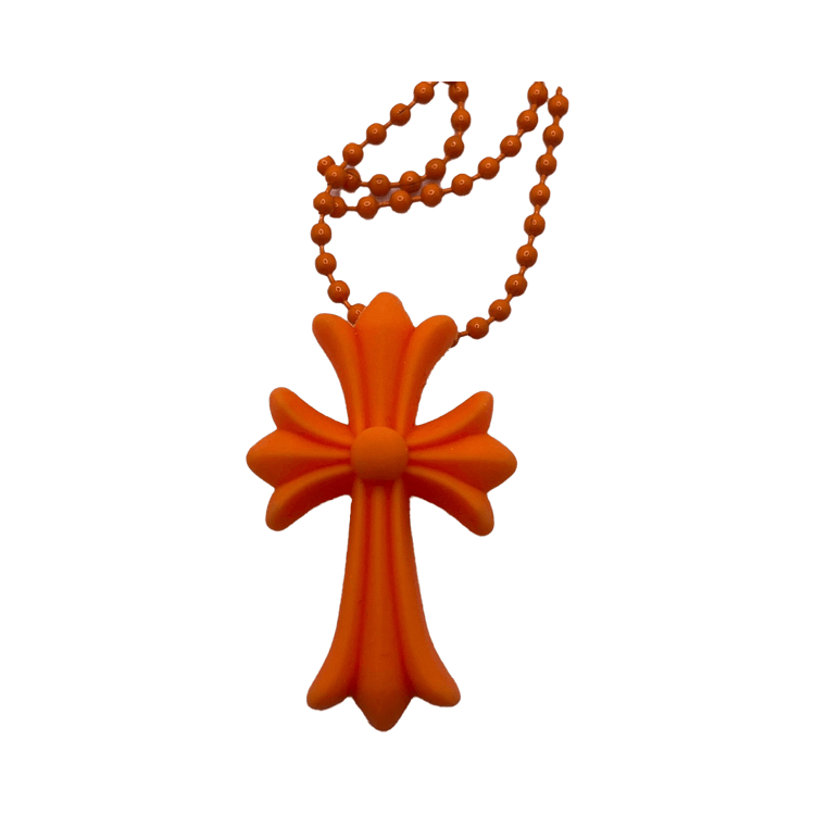 カボチャJURASSIC HEARTS 大体クロムハーツ Buy Chrome Hearts Silicone Cross Necklace 'Orange' - CHRM0492 ORAN