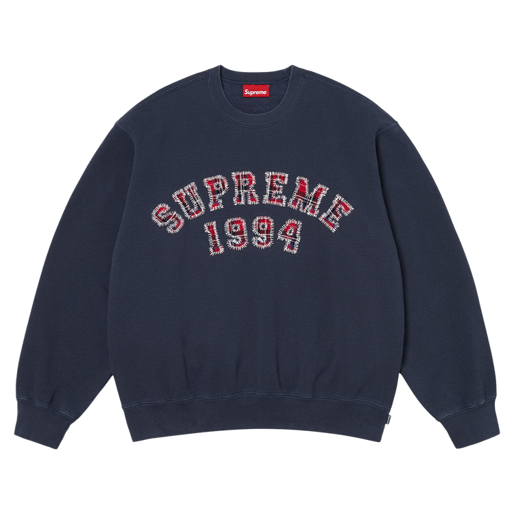 Supreme アーチロゴ クルーネック スウェット ネイビー Buy Supreme Plaid Arc Crewneck 'Navy' - SS26SW97 NAVY | GOAT