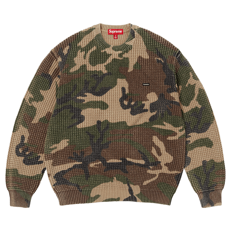 Buy Supreme Washed Small Box Waffle Sweater 'Woodland Camo