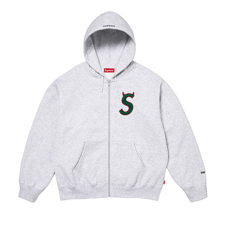 Buy Supreme Devil S Logo Zip Up Hooded Sweatshirt 'Ash Grey