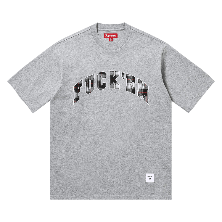 Buy Supreme Fuck Em Plaid Short-Sleeve Top 'Heather Grey
