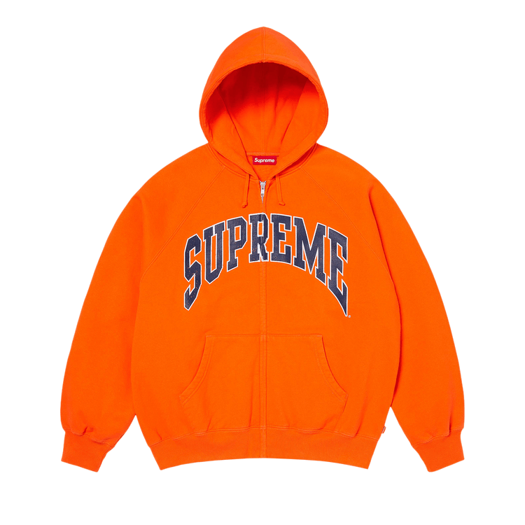 Buy Supreme Cracked Raglan Zip Up Hooded Sweatshirt 'Dark Orange