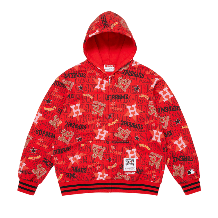 Buy Supreme x Mitchell & Ness Teams Zip Up Hooded Sweatshirt 'Red