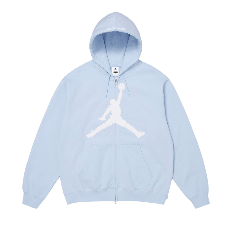 Buy Supreme x Jordan Zip Up Hooded Sweatshirt 'Light Blue