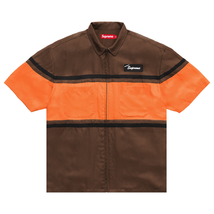 Buy Supreme Silk Zip Up Short-Sleeve Shirt 'Brown' - SS26S42 BROWN