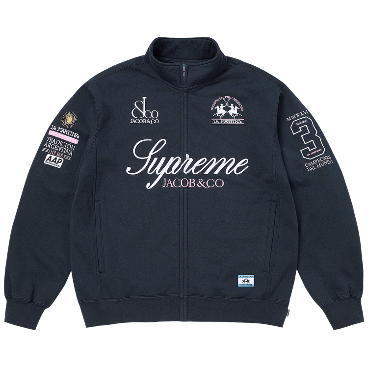 Buy Supreme x La Martina x Jacob & Co Zip Up Sweatshirt 'Navy