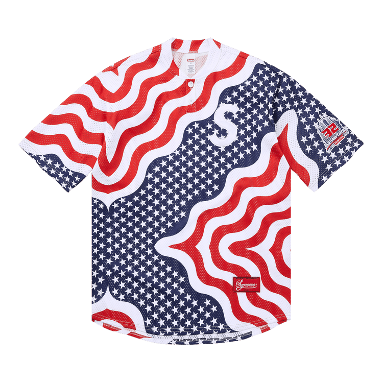 Buy Supreme Shop S Logo Henley 'Flag New York' - SS26KN82 FLAG NEW