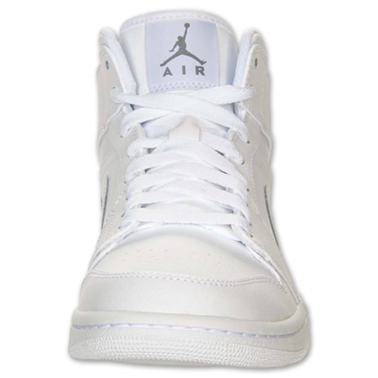 Nike Air Jordan 1 Mid Retro (Custom) White Leather 554724-100 MENS SZ 11.5