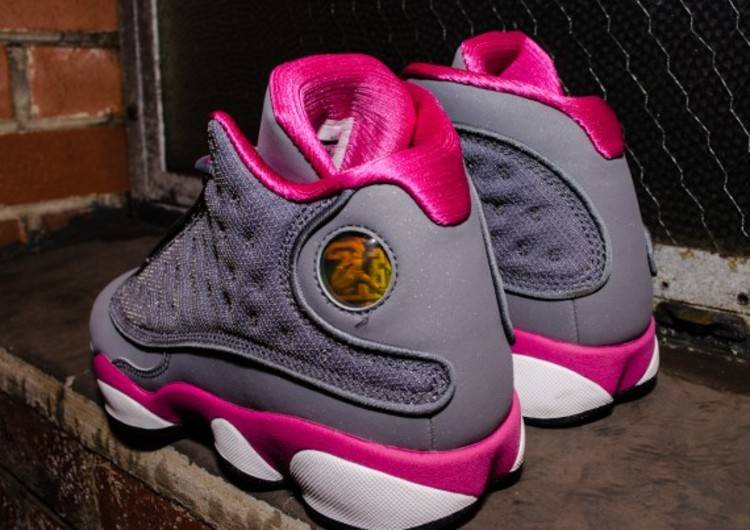 Girls Air Jordan 13 Gs Grey Fusion Pink size 6Y